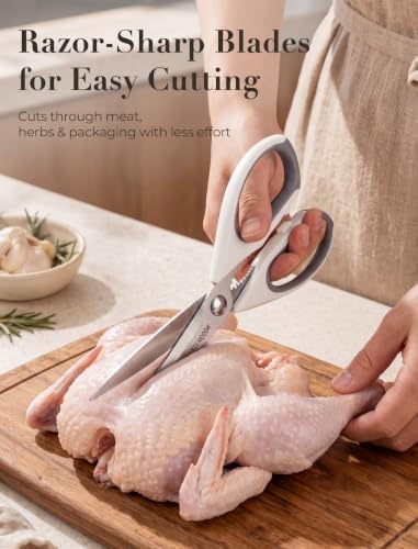 Astercook Kitchen Scissors, 3-Pack Heavy Duty Kitchen Shears with Stainless Steel Blades for Meat, Poultry, Herbs, Vegetables and Packaging, Dishwasher Safe - Image 2