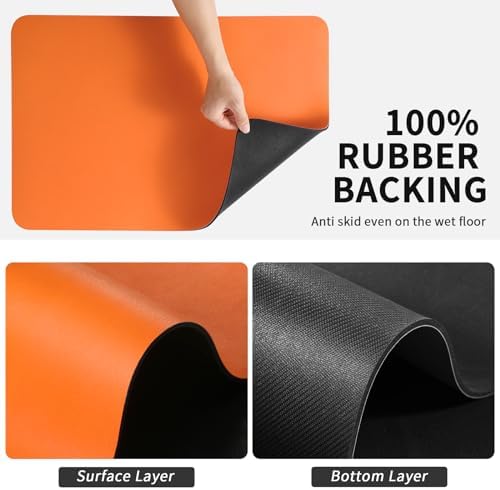 HotLive Dish Drying Mat for Kitchen Counter, Heat Resistant Drainer Mats with Non-slip Rubber Backed, Hide Stain Kitchen Super Absorbent Draining Mat, Easy to Clean Dish Rack Pad, Orange 16"x18" - Image 5