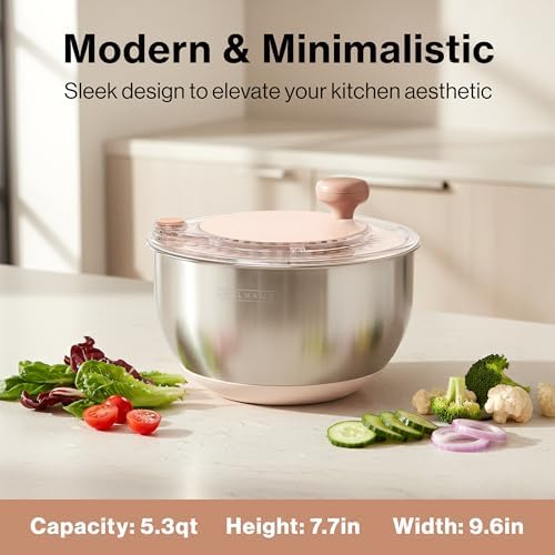 EDELHAUS Salad Spinner Stainless Steel - Lettuce Fruit Vegetable Washer - Image 2