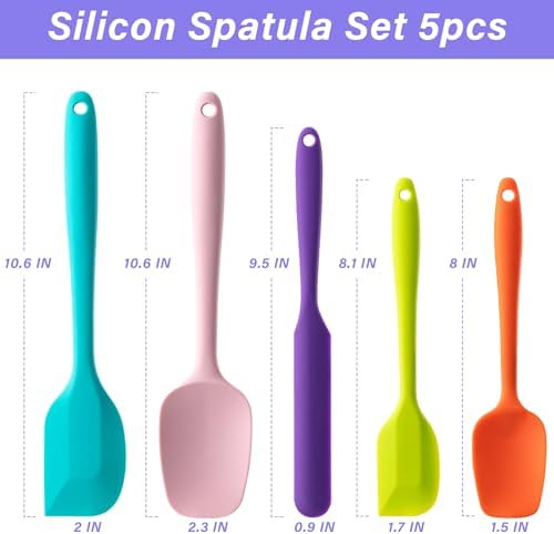 Silicone Spatula Set,5 Piece Food Grade Rubber Spatulas,Multicolor - Image 2