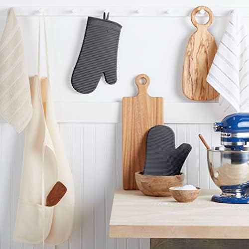 KITCHENAID Ribbed Soft Silicone Oven Mitt 2-Pack Set, 7.5"x13", Charcoal Grey - Image 2