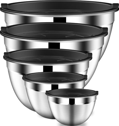 DUTZUN Mixing Bowls with Lids Set of 5, 1.5/2/2.5/3.5/4.5 Qt by DUTZUN