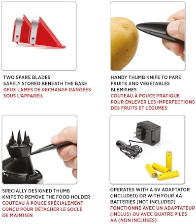 Starfrit Rotato Express Electric Peeler - 2 Spare Blades - Safe & Easy to Use - Effortlessly Peels Vegetables and Fruit,(Pack of 6) - Image 6