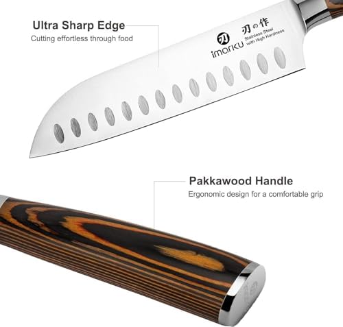 Imarku Santoku Knife 7 Inch Japanese Style Sharp Edge Design Kitchen Knife - Image 3