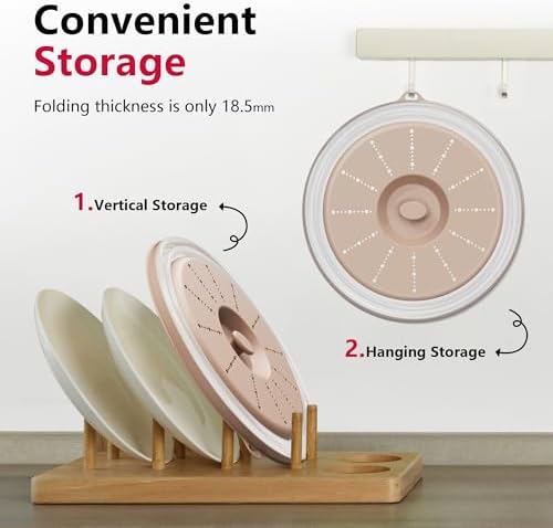 WVM Microwave Splatter Cover Vented for Food with Hook Hole, Splatter Guard & Colander Kitchen Gadget for Food, Meal Prep, Beige, M(11"x3.26")-Pack of 1 - Image 4