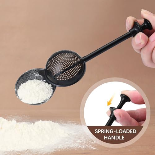 HULISEN Flour Duster, 304 Stainless Steel Flour Sifter for Baking, Black - Image 3