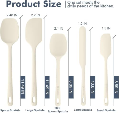 ChefAide 5 Pieces Silicone Spatulas Set, Heat Resistant Rubber Spatula - Image 2