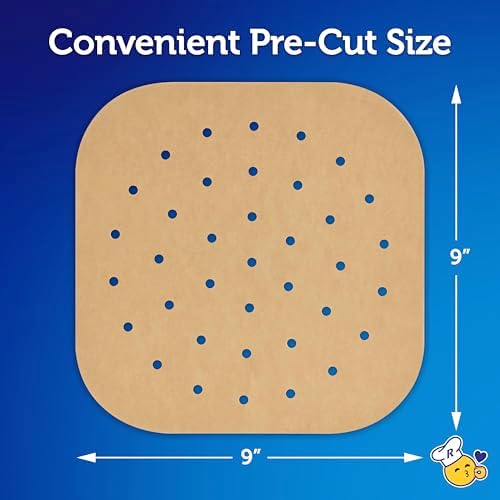 Reynolds Kitchens Air Fryer Liners Disposable, Unbleached Parchment Paper Sheets, 50 Count (Pack of 2) - Image 4