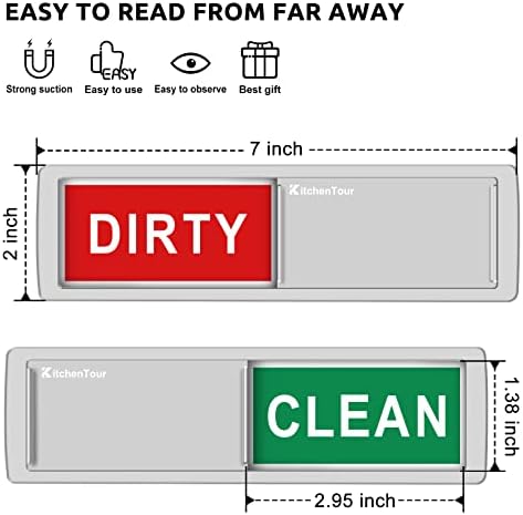 KitchenTour Clean Dirty Magnet for Dishwasher Upgrade Super Strong Magnet - Easy to Read Non-Scratch Magnetic Silver Indicator Sign with Clear, Bold & Colored Text Silver - Image 2