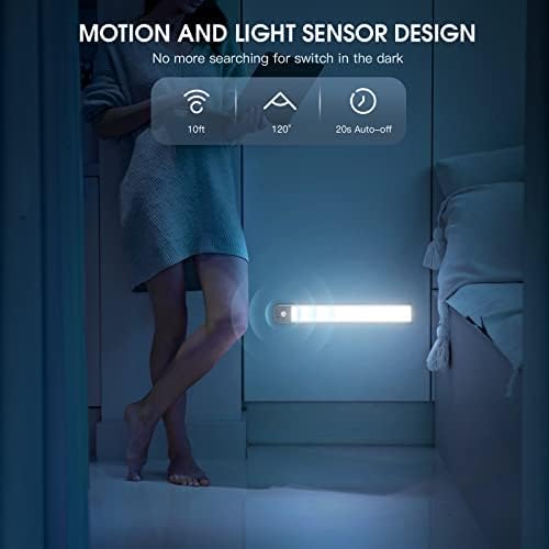 Under Cabinet Lighting, 14.7" Rechargeable Motion Sensor Light Indoor, 2 Pack Magnetic Dimmable Closet Lights, Wireless Under Counter Lights for Kitchen, Stairs,Hallway - Image 3