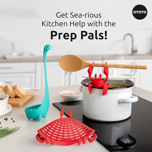 OTOTO Prep Pals Bundle of Red the Crab, Nessie, Crabby - Cute Kitchen Accessories, Kitchen Gadgets, Spoon Rest for Stove Top, Soup Ladle, Pasta Strainer, Funny Unique Gifts, Cooking Gifts - Image 2