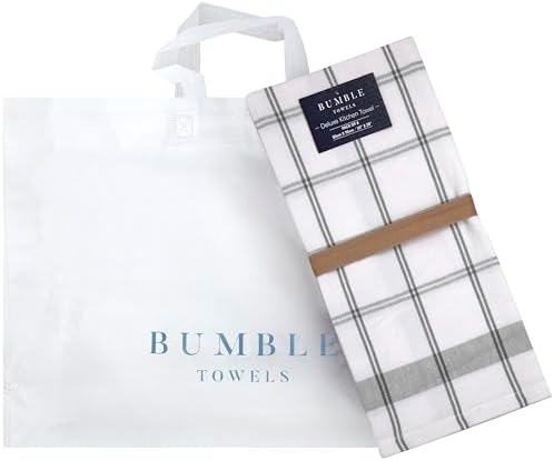 Premium Kitchen Towels 6 Pack 100% Cotton, 20"x28" Dish Towels - Grey Check - Image 5