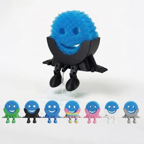 Creative Drainage Sponge Holder: Traceless Glue, 3D Printed Funny Kitchen Sink Holder, Keeps Sponge Dry – for Scrub Daddy (1, Black) by Bestbuyersmakebestsellers