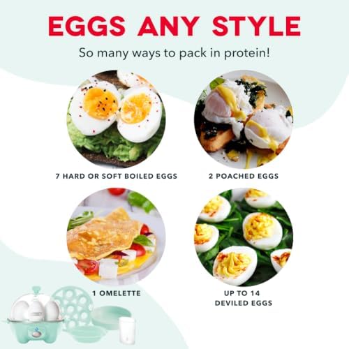 Dash Rapid Egg Cooker, 7 Eggs, Hard Boiled, Poached & Omelettes, Aqua - Image 4