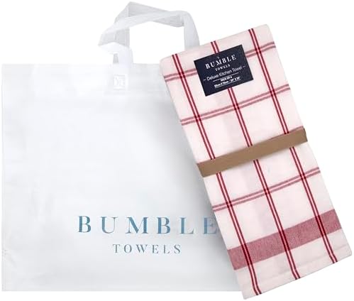 Premium Kitchen Towels 6 Pack 100% Cotton, 20"x28" Dish Towels - Red Check - Image 5