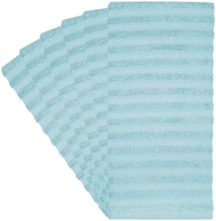 Premium Kitchen Towels 6 Pack 100% Cotton, 20"x28" - Aqua Solid - Image 4