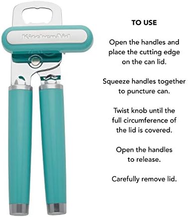 KitchenAid Classic Multifunction Can Opener and Bottle Opener Easy to Use,Razor Sharp Stainless Steel Cutting Wheel,Soft Ergonomic Handles,Aqua Sky,(Pack of 12) - Image 6