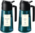 TrendPlain 16oz/470ml Blue Glass Olive Oil Sprayer for Cooking - 2 in 1 Olive Oil Dispenser for Kitchen Gadgets, Air Fryer, Salad, and BBQ - 2 Black by TrendPlain