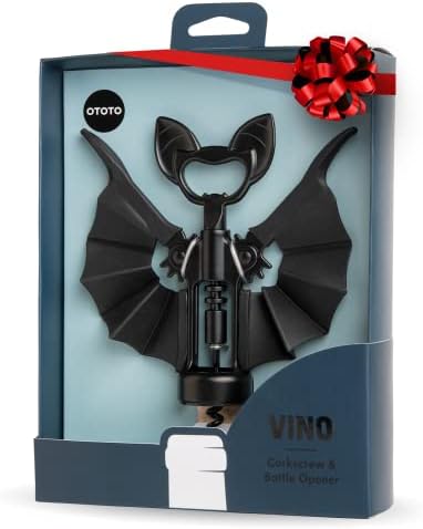 OTOTO Vino Spooky Bat 2-in-1 Wine & Beer Opener, Corkscrew & Bottle Opener - Goth Wine Accessories & Gifts for Wine Lovers by OTOTO