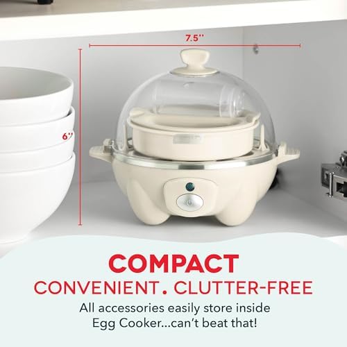 Dash Rapid Egg Cooker, 7 Eggs, Hard Boiled, Poached & Omelettes, Cream - Image 5