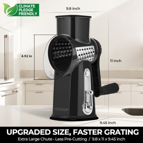 SUSTEAS Rotary Cheese Grater 5 Blades,Kitchen Mandoline Vegetable Slicer - Image 6