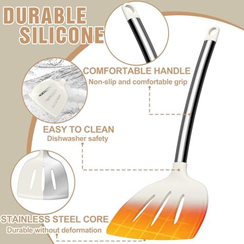 Kitchen Utensils Set-Umite Chef 34 Pcs Silicone Cooking Utensils Set for Nonstick Cookware-Silicone Spatulas Set, Stainless Steel Handle-White Kitchen Gadgets Tools, Pots and Pans Accessories - Image 6