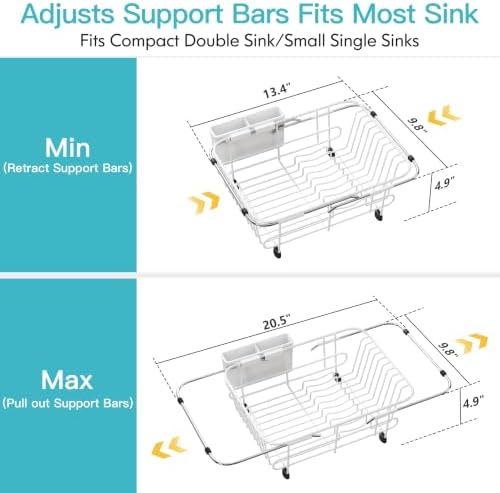 JASIWAY White Dish Drying Rack in Sink with Utensil Holder, RV, Apartment - Image 4