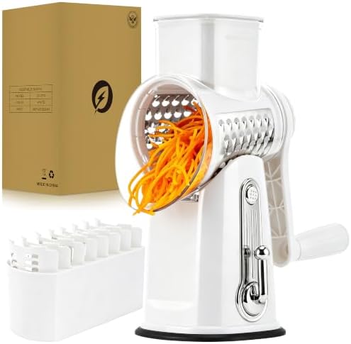 SUSTEAS Rotary Cheese Grater 5 Blades,Kitchen Mandoline Vegetable Slicer by SUSTEAS
