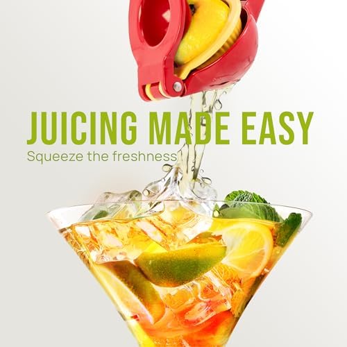 Zulay Kitchen Metal 2-in-1 Lemon Squeezer - Sturdy Max Extraction Hand Juicer Lemon Squeezer Gets Every Last Drop - Easy to Clean Manual Citrus Juicer - Easy-Use Lemon Juicer Squeezer - Red/Yellow - Image 3