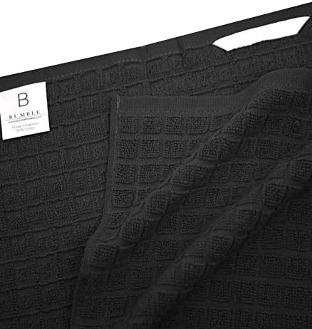 Premium Kitchen Towels (20”x 28”, 12 Pack) | Large Cotton Dish Towels | Flat & Terry Highly Absorbent Kitchen Linen Set with Hanging Loop | Black Check - Image 4