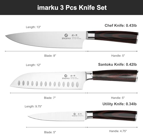 imarku 3 Pieces Knife Set, Japanese High Carbon Stainless Steel Chef Knives - Image 5