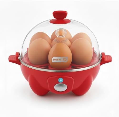 Dash Rapid Egg Cooker, 7 Eggs, Hard Boiled, Poached & Omelettes, Red by Dash