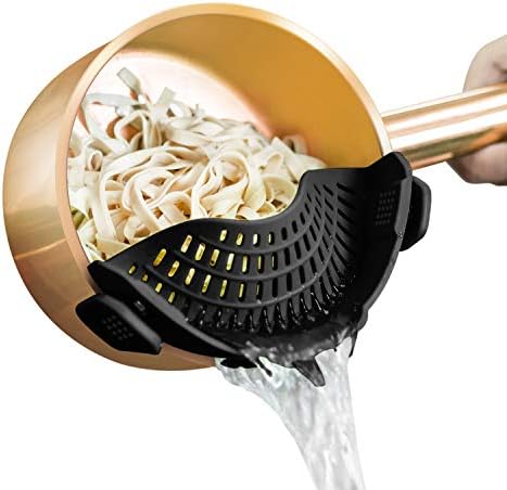 AUOON Clip On Strainer Silicone for All Pots, Standard 8.86 x 3.55in, Black by AUOON