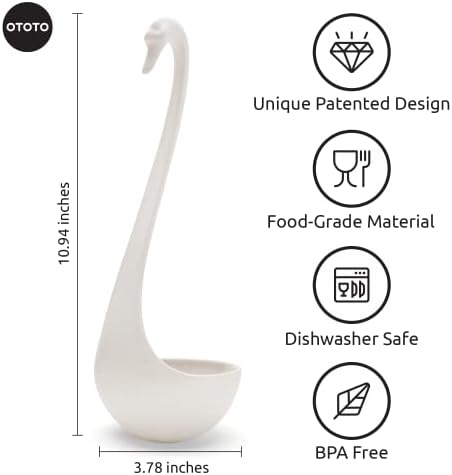 OTOTO Swanky Swan Soup Ladle- Silicone Soup Spoon, BPA-Free, Heat Resistant Soup Ladles For Serving & Cooking - Cute Kitchen Accessories, Unique Kitchen Gifts, Fun Cooking Gadgets (White) - Image 2