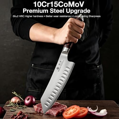 imarku Japanese Santoku Knife 7 Inch, 10Cr15CoMoV 3-Layer Stainless Steel - Image 2
