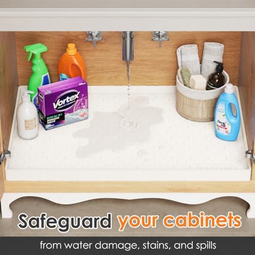 Jin&Bao Under Sink Mat 34" x 22" Waterproof Silicone Cabinet Kitchen Liner - Image 5