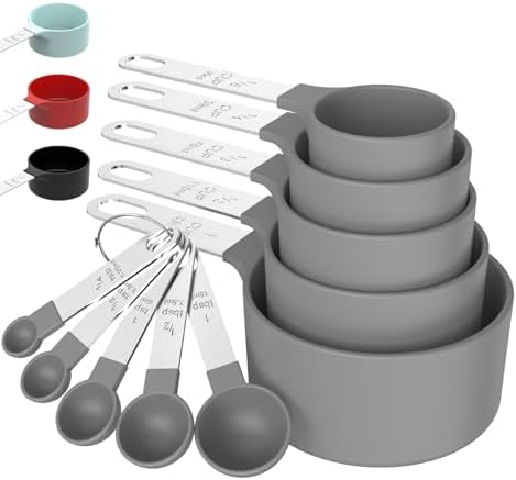 Measuring Cups & Spoons Set, Stackable Cups and Spoons by TILUCKBringsGoodLuck