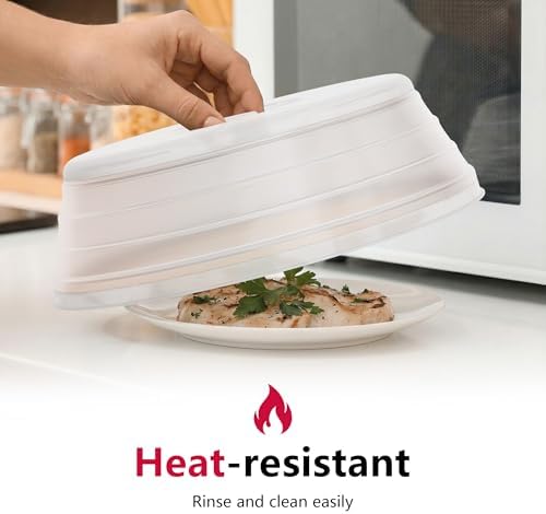 WVM Microwave Splatter Cover Vented for Food with Hook Hole, Splatter Guard & Colander Kitchen Gadget for Food, Meal Prep, Clear, M(11"x3.26")-Pack of 2 - Image 2