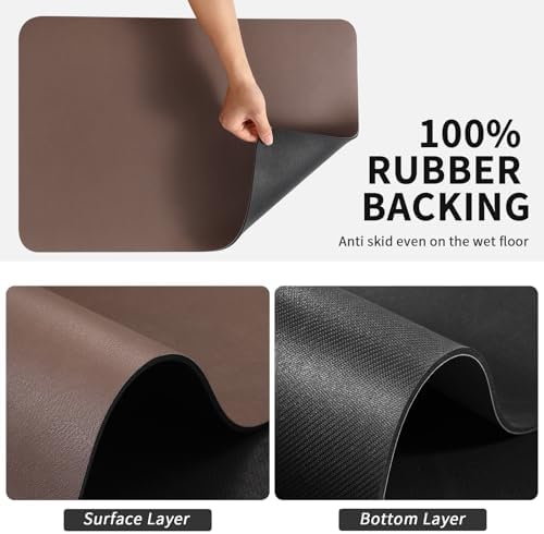 HotLive Dish Drying Mat for Kitchen Counter, Heat Resistant Drainer Mats with Non-slip Rubber Backed, Hide Stain Kitchen Super Absorbent Draining Mat, Easy to Clean Dish Rack Pad, Brown 16"x18" - Image 5