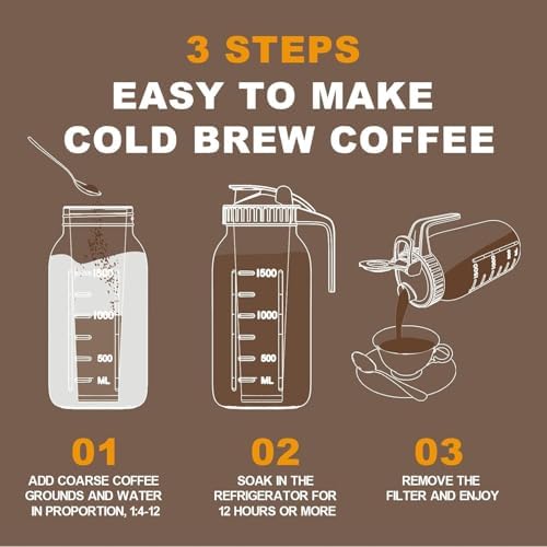 JunVpic Cold Brew Coffee Maker, 32 oz Glass Mason Jar Pitcher - Image 2