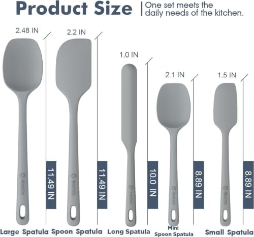 ChefAide 5 Pieces Silicone Spatulas Set, Heat Resistant Rubber Spatula - Image 2