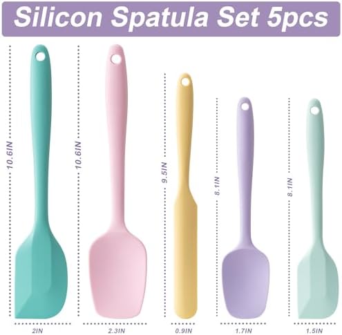 Silicone Spatula Set,5 Piece Food Grade Rubber Spatulas,Multicolor 3 - Image 2
