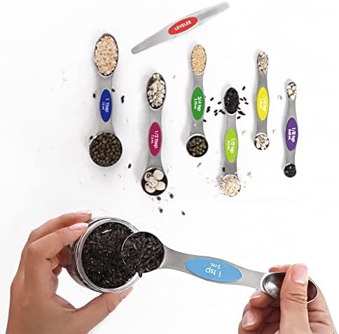 Magnetic Measuring Spoons Set Stainless Steel with Leveler, 8pcs Multicolors Measuring Cups Set for Baking, Measuring Cups and Spoon Set Kitchen Gadgets Apartment Essentials Fits in Spice Jars - Image 6
