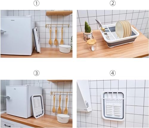 THANSTAR Collapsible Dish Drying Rack for RV Kitchen, Foldable Drainer Organizer for Kitchen Countertop, Space Saving Portable Dish Rack for Campers, Travel Trailer & Small Spaces, Easy Storage, Grey - Image 6