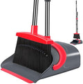 Ivandar Broom and Dustpan Set,Broom with Dustpan Combo Set Dust pan with Long Handle, for Home Kitchen Room Office Lobby Floor Use Upright Stand Up(Gray&Red) by BroomdustpanwithComboSet