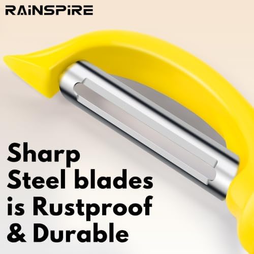 Rainspire Vegetable Peeler Potato Peelers for Kitchen, Sharp Stainless Steel Blades Veggie, Comfortable Handle Fruit Peeler, Carrot Peeler Apple Peeler Dishwasher Safe, Yellow, 1-Pack - Image 3