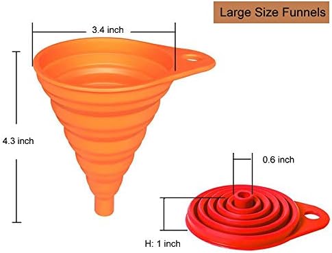 KongNai Kitchen Funnel Set 4 Pack, Small and Large, Kitchen Gadgets Accessories Foldable Silicone Collapsible Funnels for Filling Water Bottle Liquid Transfer Food Grade - Image 2