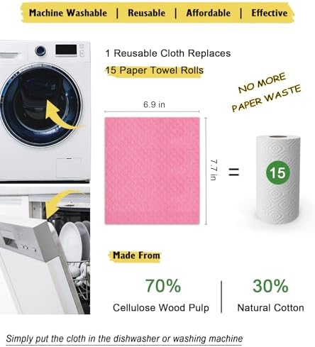 MoLKENE Swedish Dishcloths for Kitchen, 6 Pack Reusable Paper Towels, Pink - Image 4