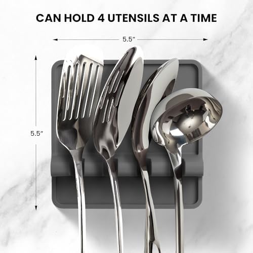 Zulay Kitchen Spoon Rest for Multiple Utensils High Heat-Resistant Silicone Drip Pad, BPA-Free Spoon Holder for Stove Top, Kitchen Gadget Holder for Ladles, Tongs, Cooking Spatula - Makes Great Gift - Image 2