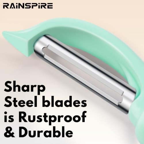 Rainspire Vegetable Peeler Potato Peelers for Kitchen, Sharp Stainless Steel Blades Veggie, Comfortable Handle Fruit Peeler, Carrot Peeler Apple Peeler Dishwasher Safe, Mint Green, 2-Pack - Image 3